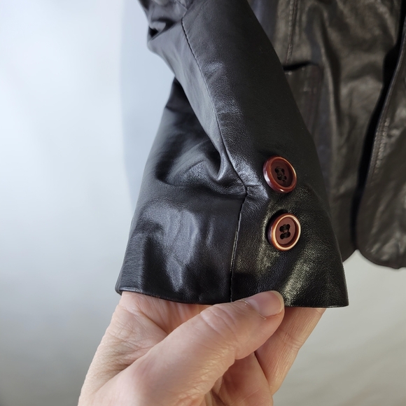 Vintage Mens J Riggings Leather Blazer Dark Brown Size 42 - Picture 6 of 16